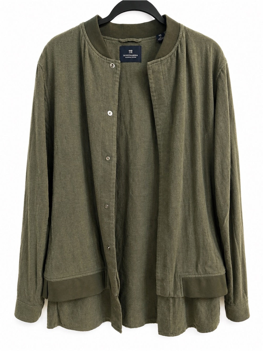 Scotch & Soda Amsterdam Couture Olive Green Layer Utility Jacket Snap Shacket M